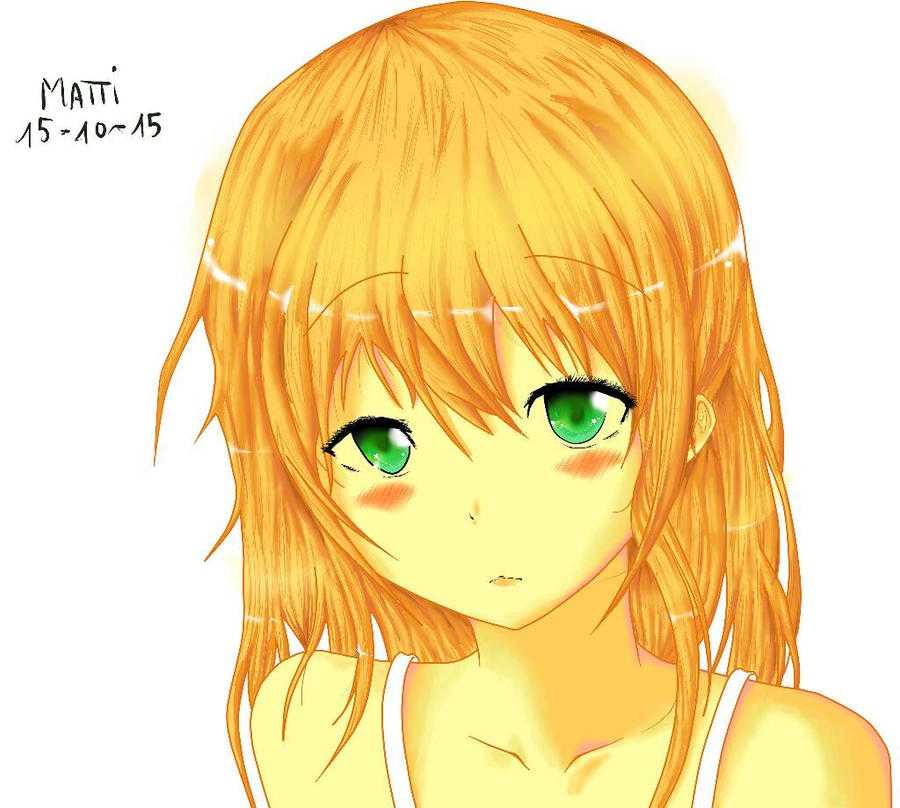 Anime girl with peach hair