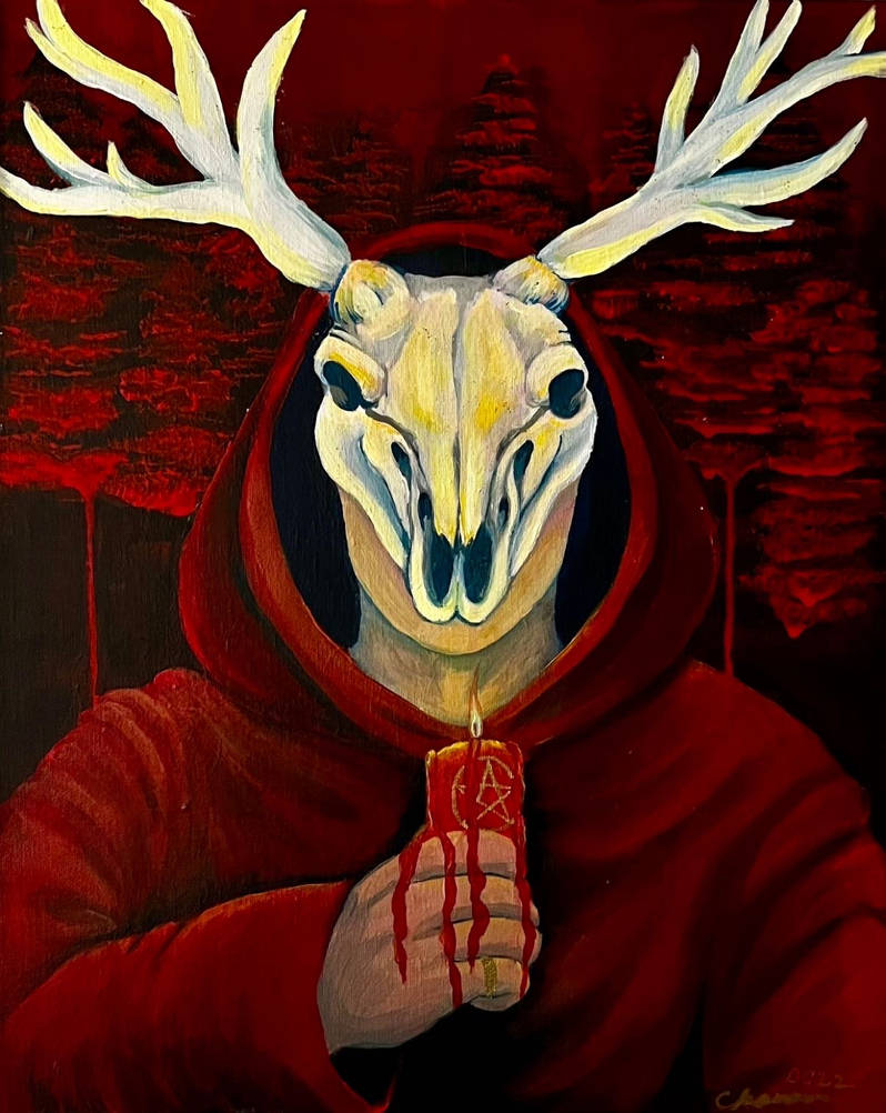 Demon ritual acrylic painting by Cryptidink on DeviantArt