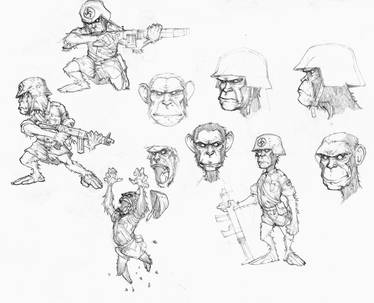 Nazi monkey sketches