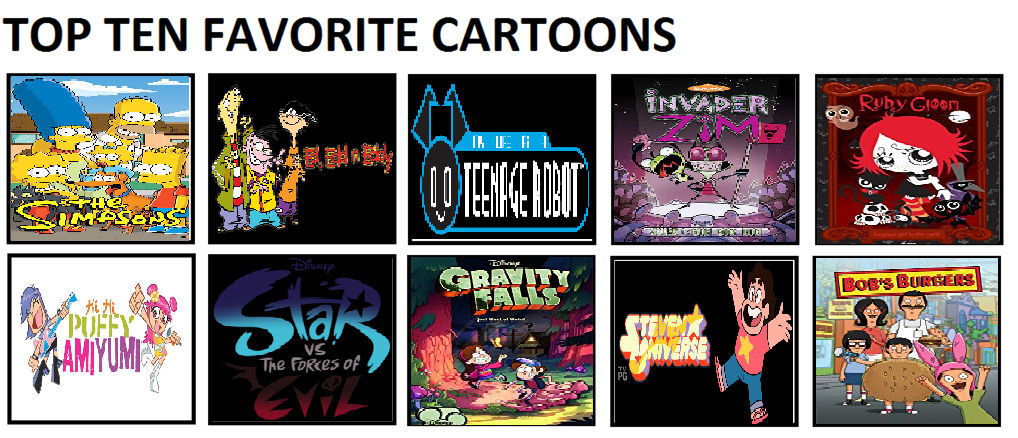Top Ten Favorite Cartoons by BloodySimpsonChibi on DeviantArt