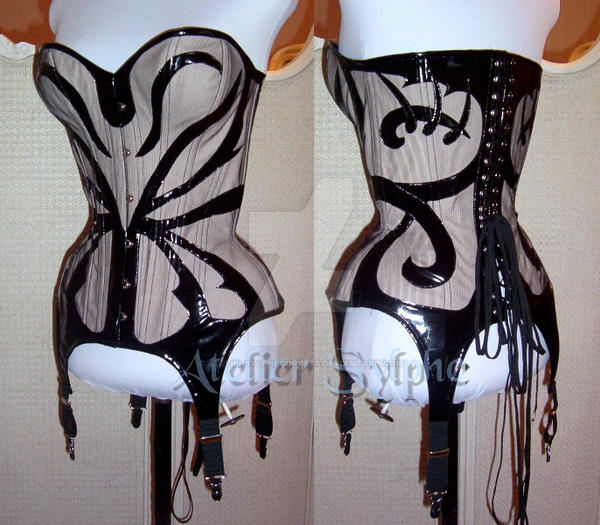 PVC, net and coutil corset