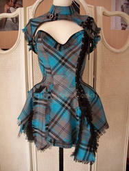 corset dress blue black tartan