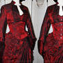 Victorian red bustle skirt corset