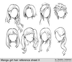 manga girl hair reference sheet II - 20130113