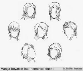 Manga boy/man hair reference sheet I