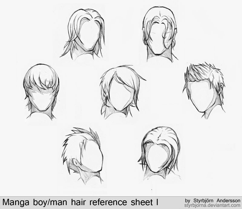 Manga boy/man hair reference sheet I