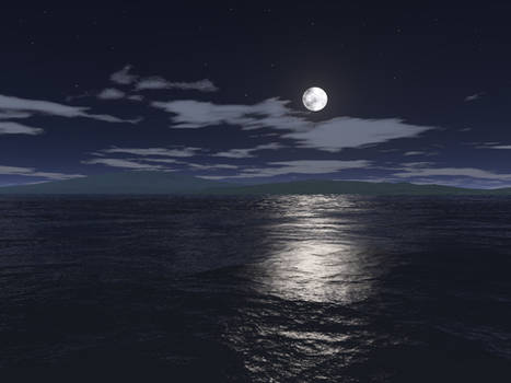 Island in moon light