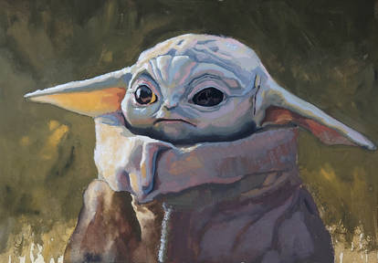 Baby Yoda in Gouache