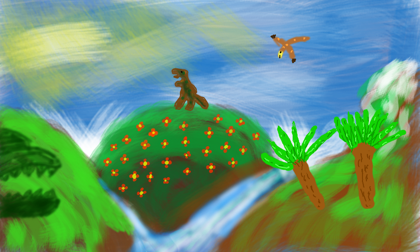 Dinosaurs on a mountainrange