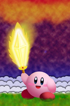 Kirby holding a cooler Master Sword