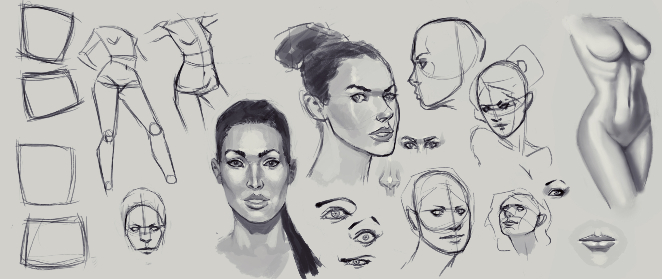 Female Practice - Face, Body, Eyes, Mouth and Nose by X2X0-Art on ...