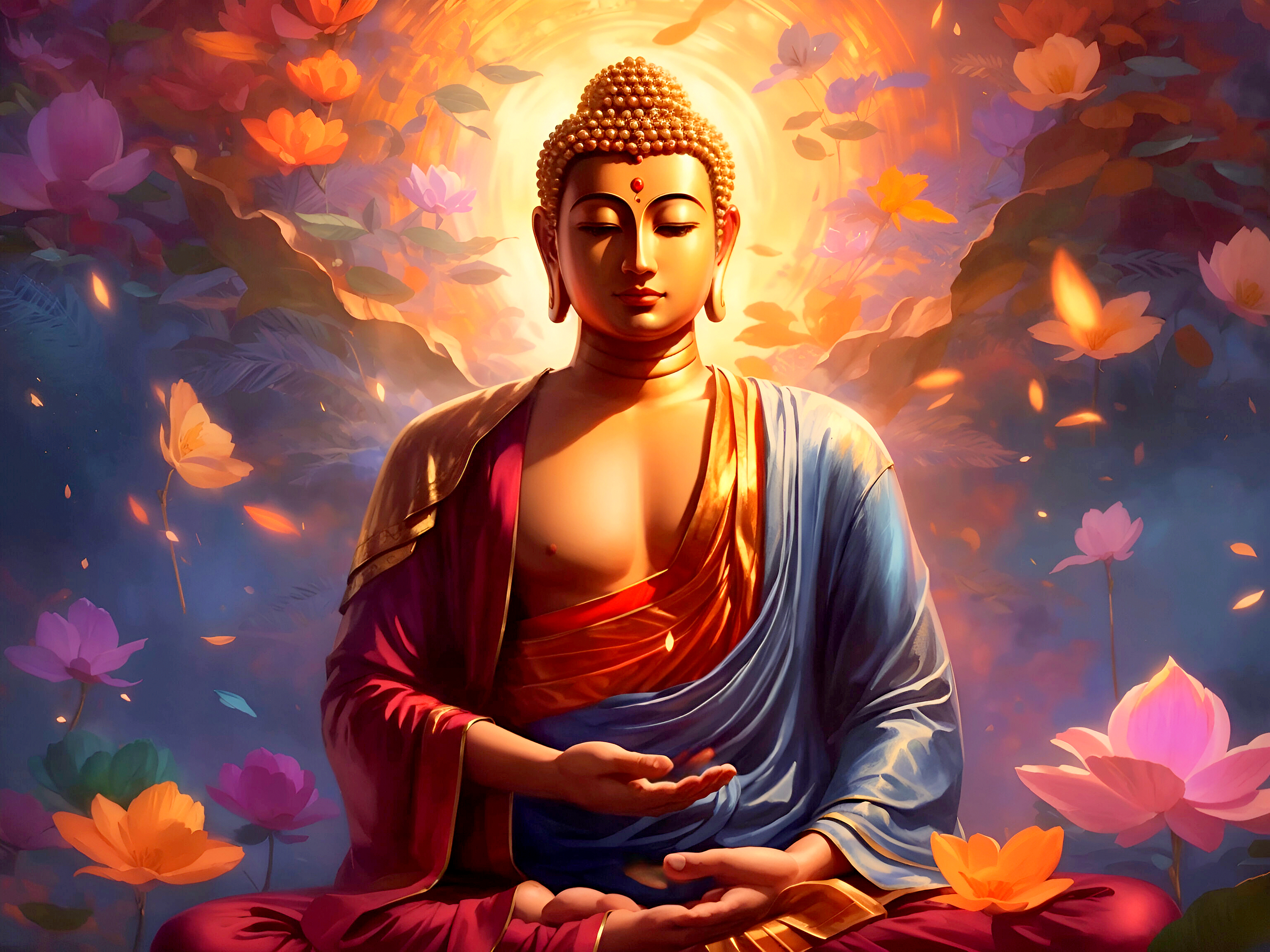 Lord Sakyamuni Amitabha Buddha in Lotus Garden by HasuKokoro on