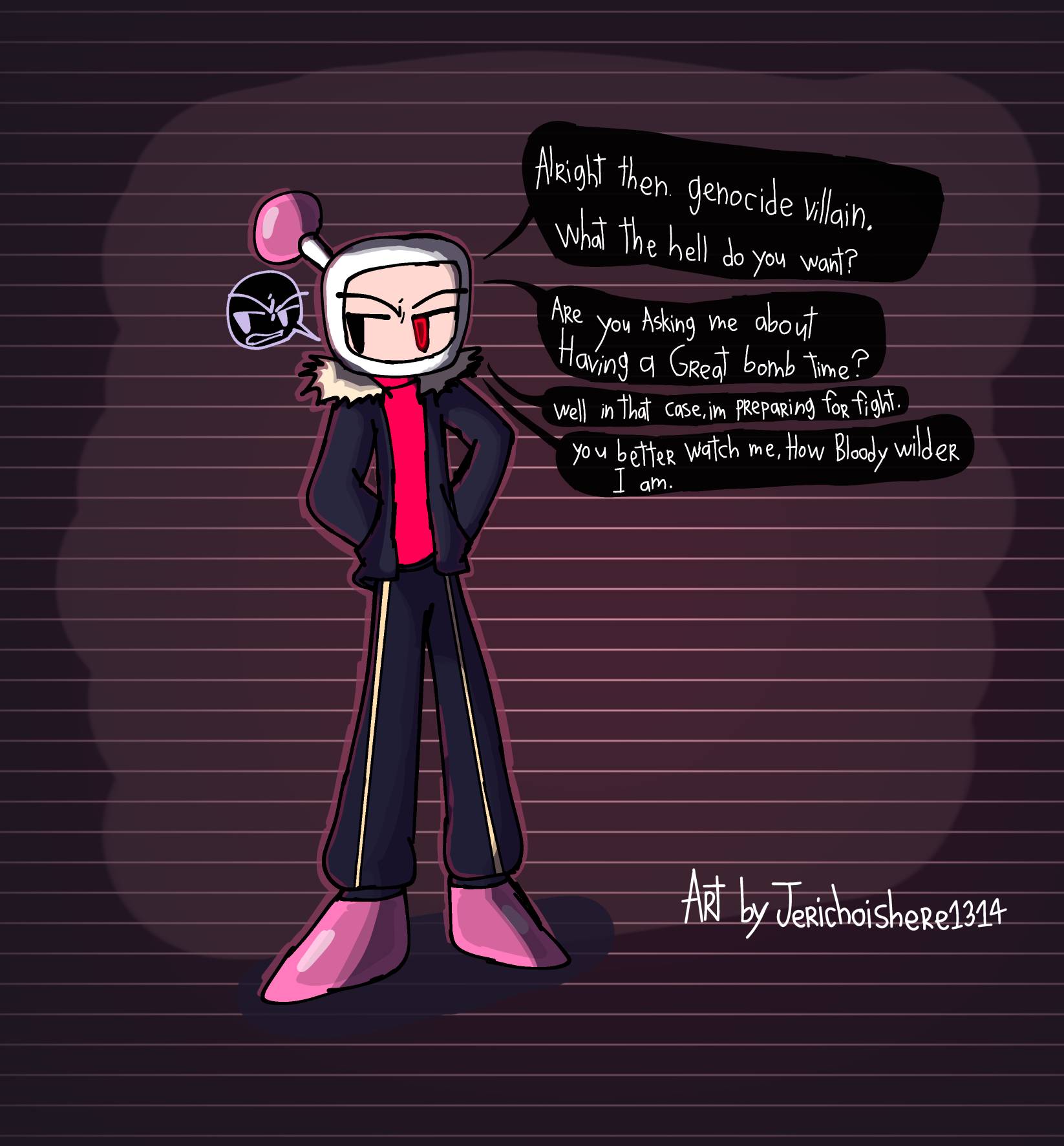 (crossover) white bomber as underfell sans