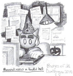 Paranoid: Wears a tinfoil hat