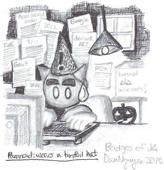 Paranoid: Wears a tinfoil hat