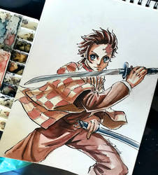 Watercolor - Tanjirou - Demons Slayer