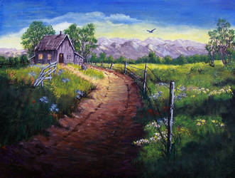 Little House on the Prairie - acrylic painting