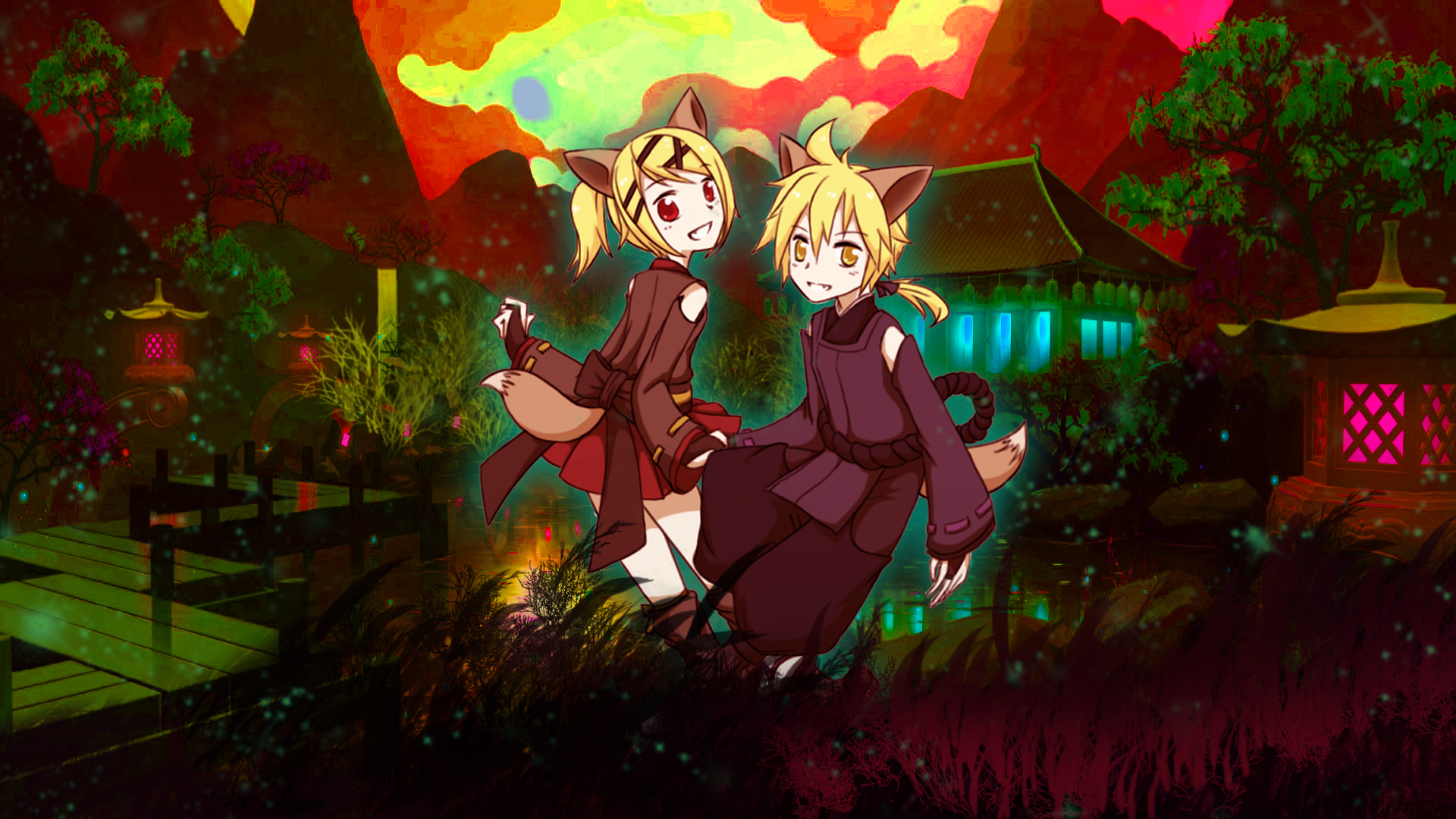 Ayakashi - Rin and Len Kagamine Wallpaper