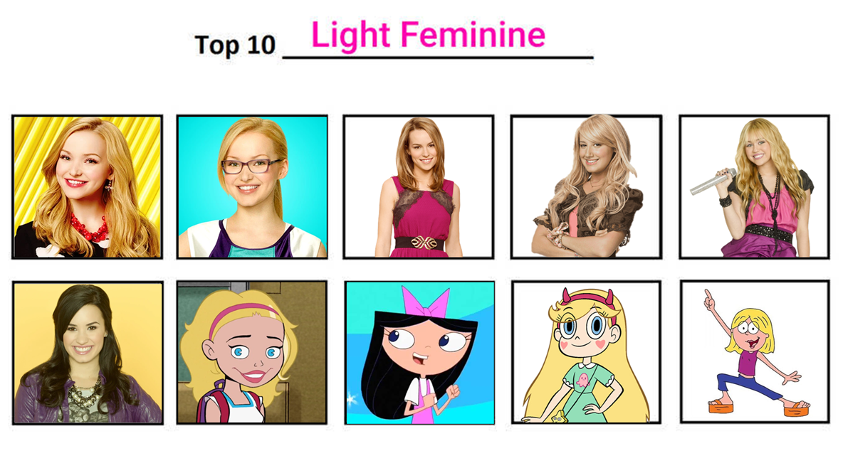 Light Color Chacter Top 10 Light Feminine Characters by EdwinVazquez23 on DeviantArt