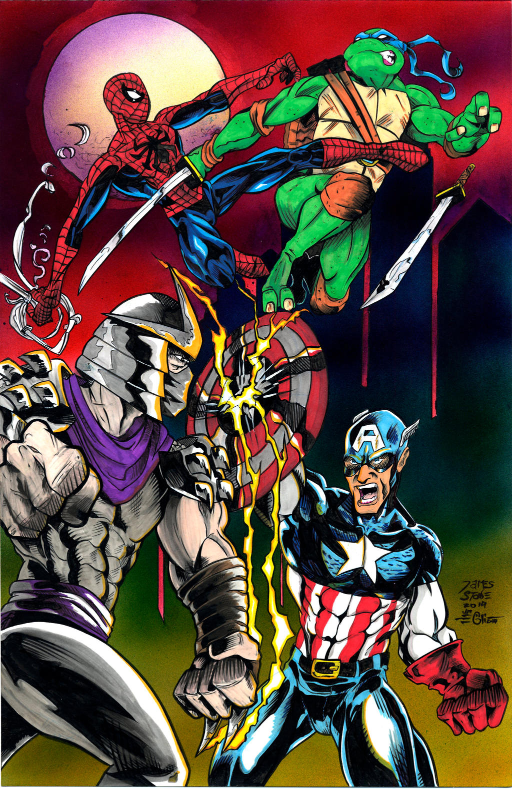 Cap Spider-man VS Leo Shredder - Stone - Egli by SurfTiki on DeviantArt