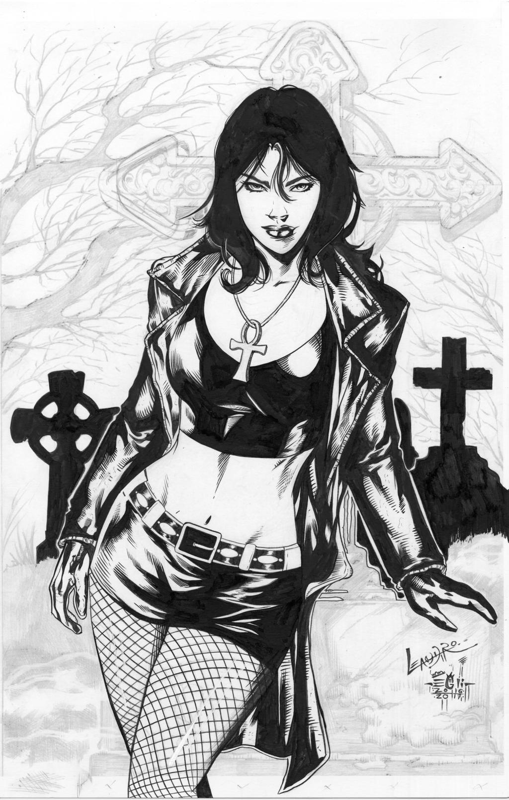 Death from Sandman - Inks WIP