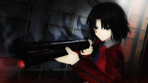 Ryougi with a shotgun