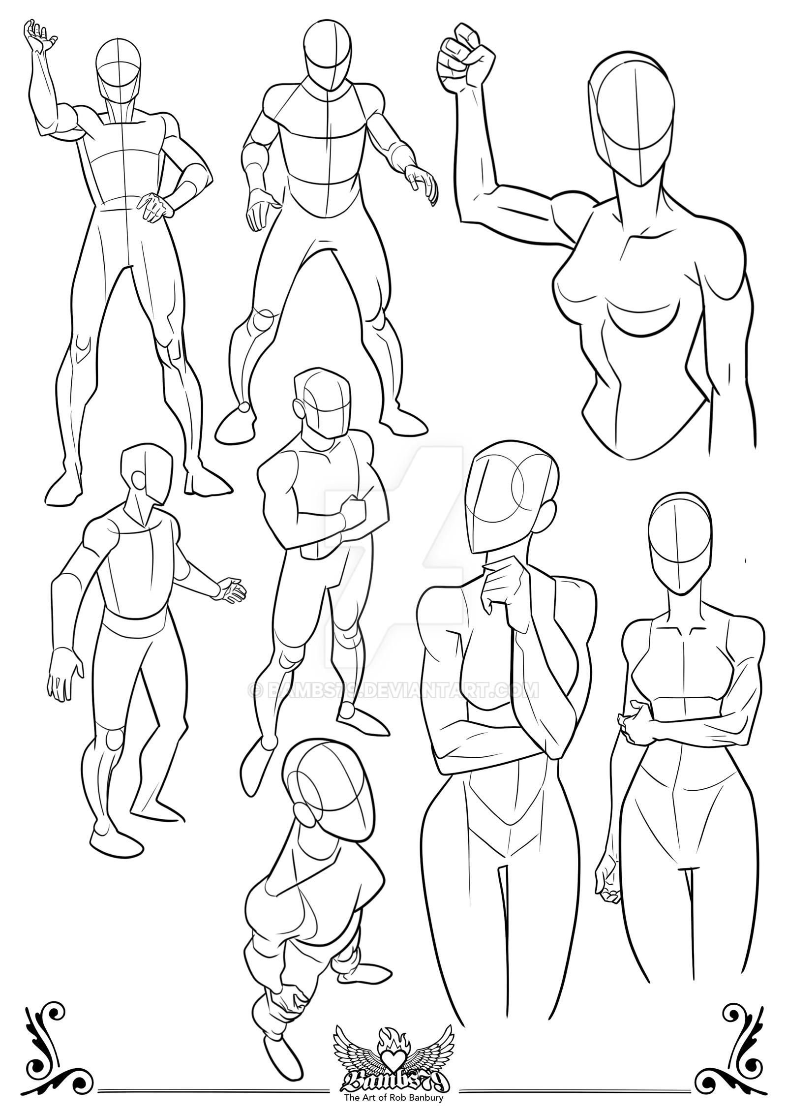 Female and male body reference sheet. - Drawing Art Skills