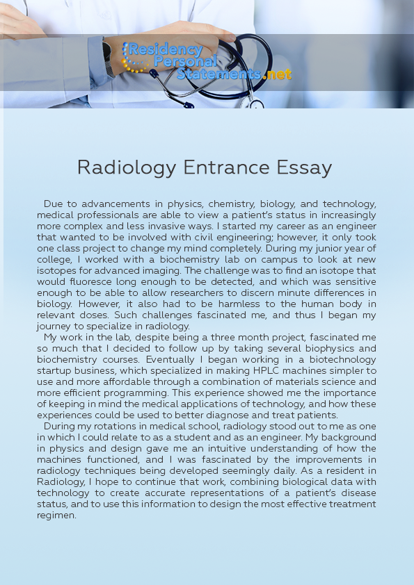 Radiology Entrance Essay by ResidencyPSSampleUSA on DeviantArt