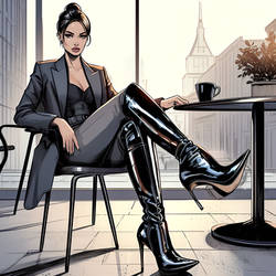 a Bossy business lady in cafe