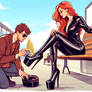 a Pretty woman getting her boots polished