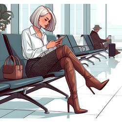 Another businesswoman waiting for her flight