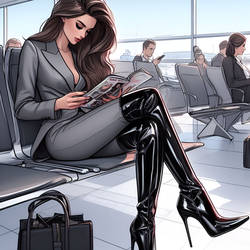 A beautiful businesswoman waiting for her flight