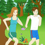 Max and Astrid Running on a Forest Trail
