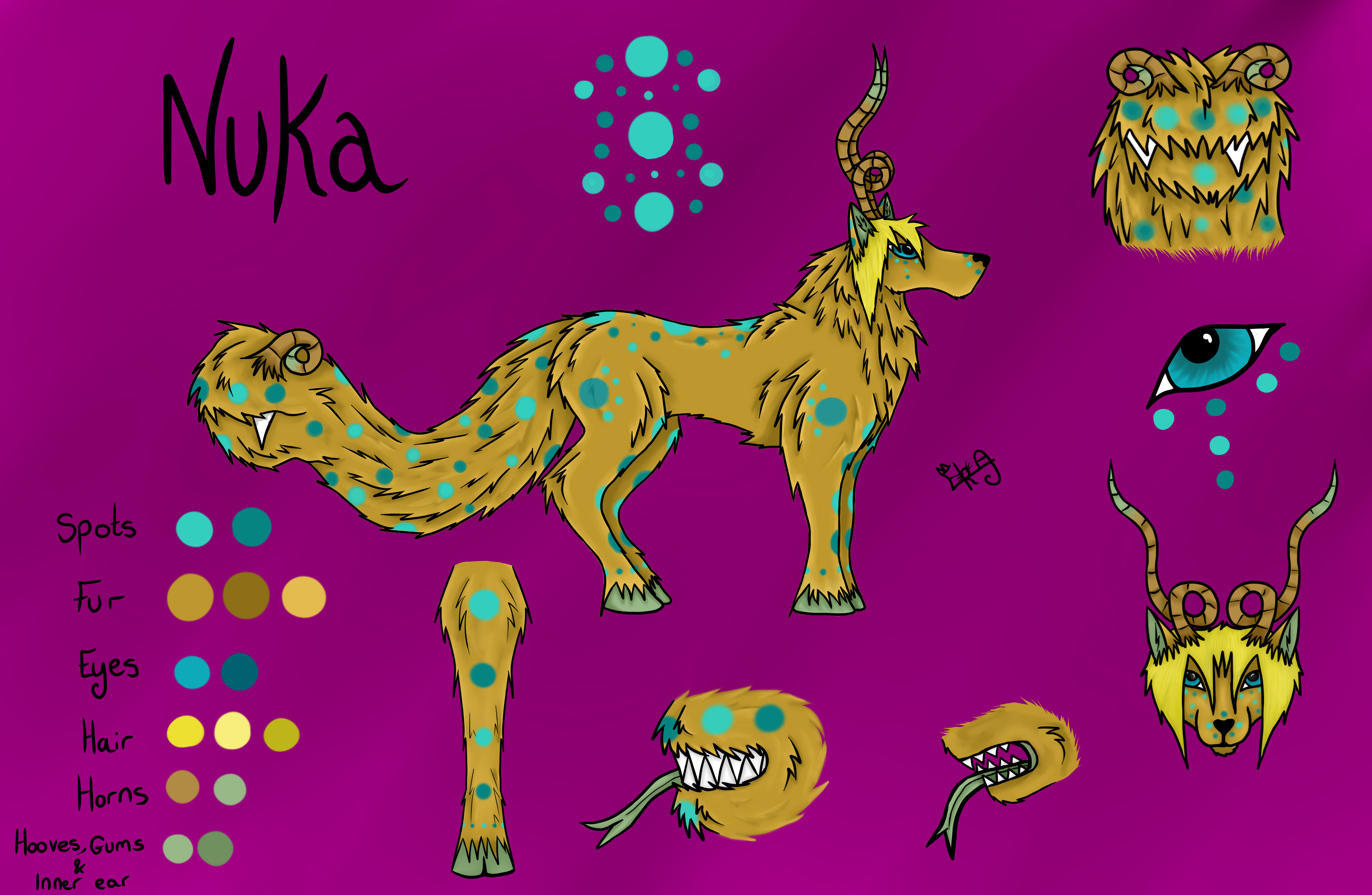 Nuka the deer-wolf hybrid Reference sheet