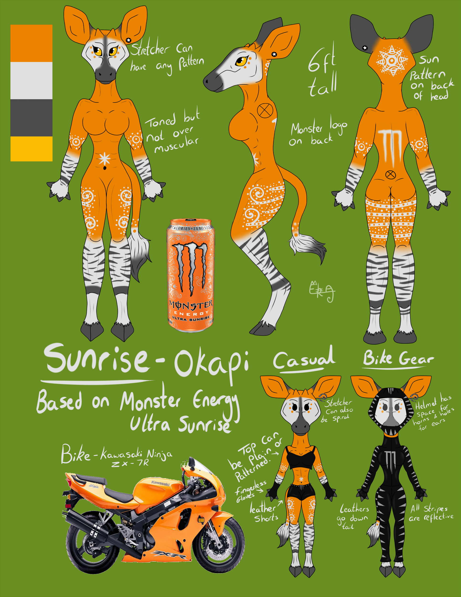 Sunrise the Okapi - Reference sheet