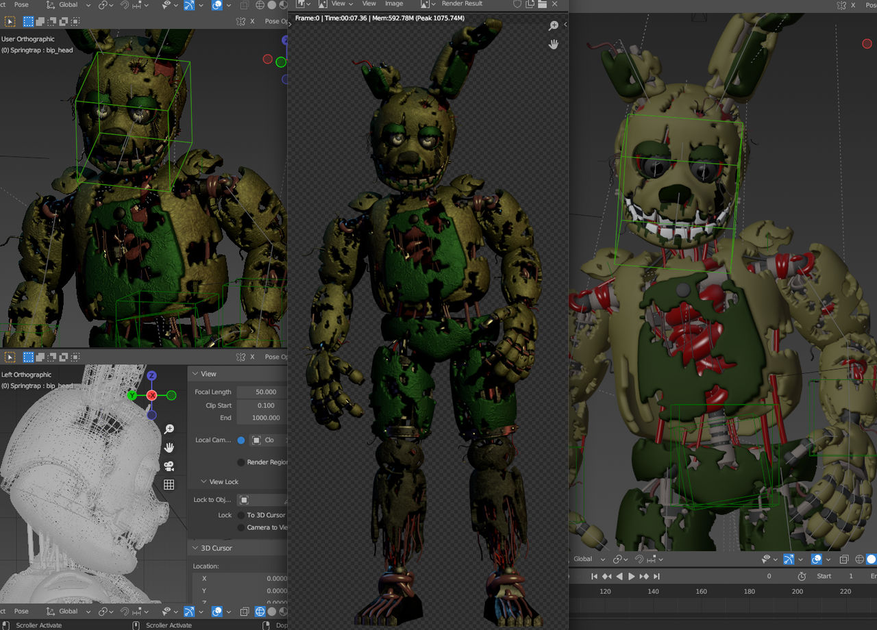 (blender / fnaf) springtrap render by cyanmice on DeviantArt