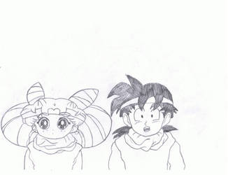 Gohan and Rini, Piccolo's students. (Scanned)