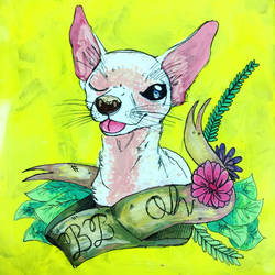 Reverse Glass Paint Of My Chihuahua, Francis