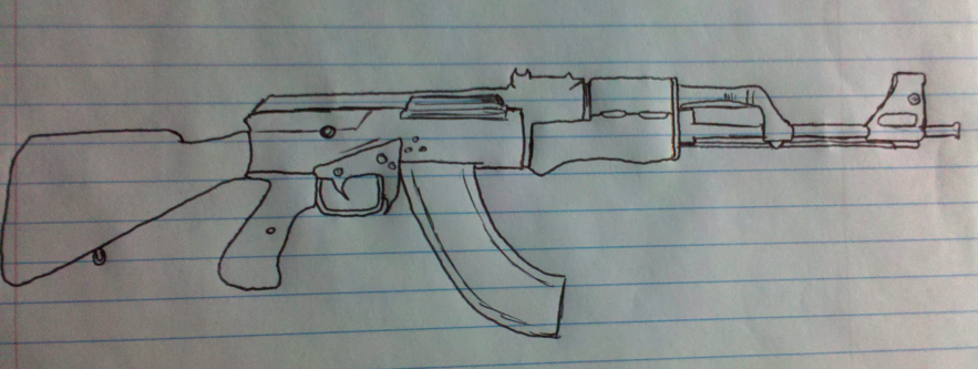 Automatic Rifle Drawing Easy How To Draw A Ak 47 Gun Step By Step
