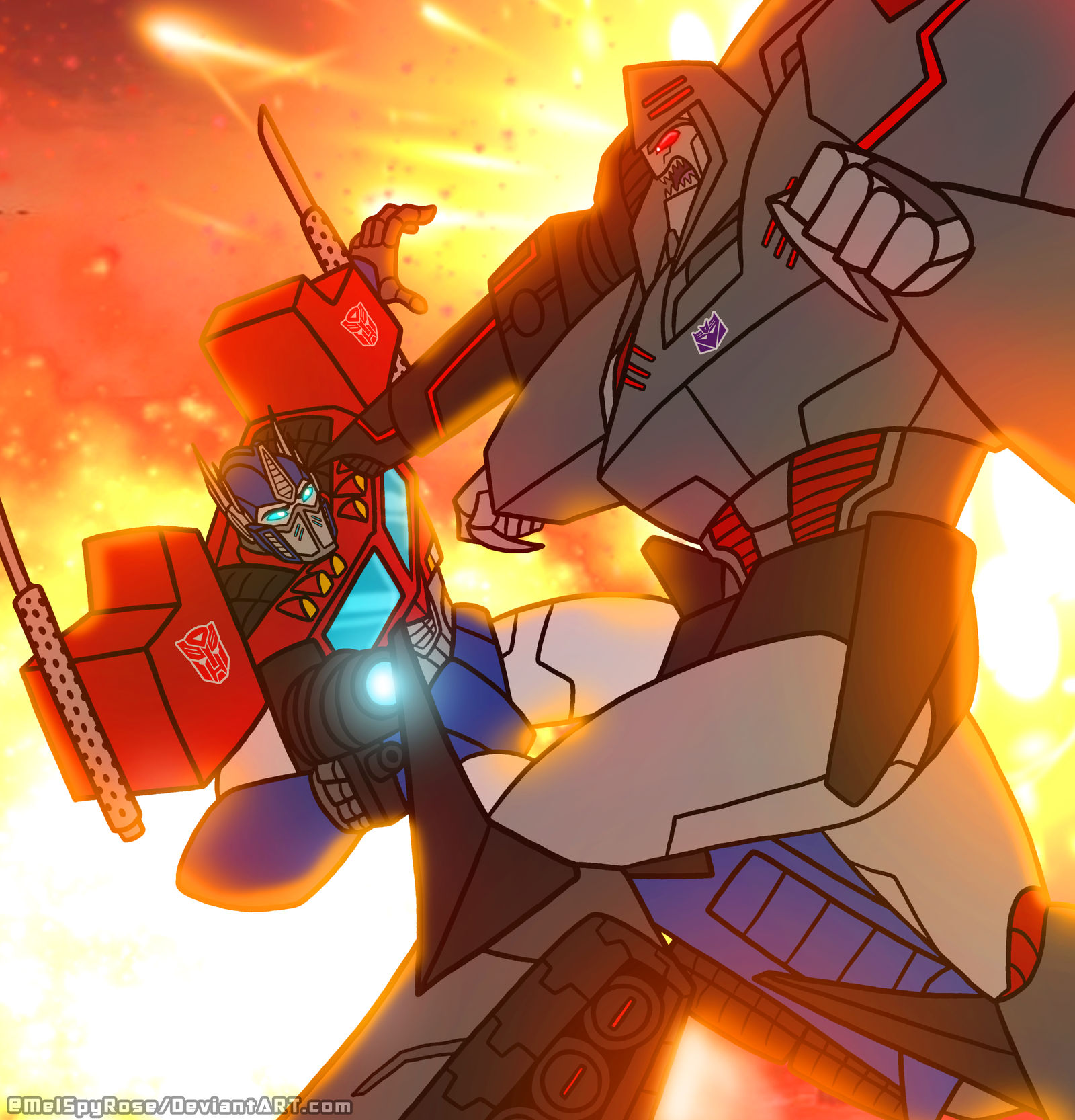 Optimus Prime VS Megatron by PaintStroke203 on DeviantArt
