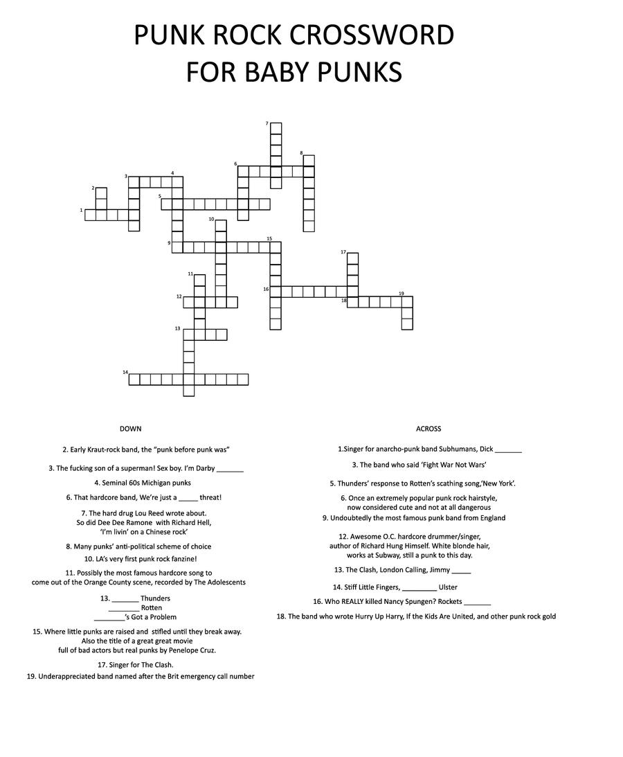 Punk Rock Crossword by Cut Cut Cut on DeviantArt Punk Rock Crossword by Cut Cut Cut on DeviantArt