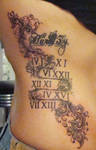 scroll work and roman numerals