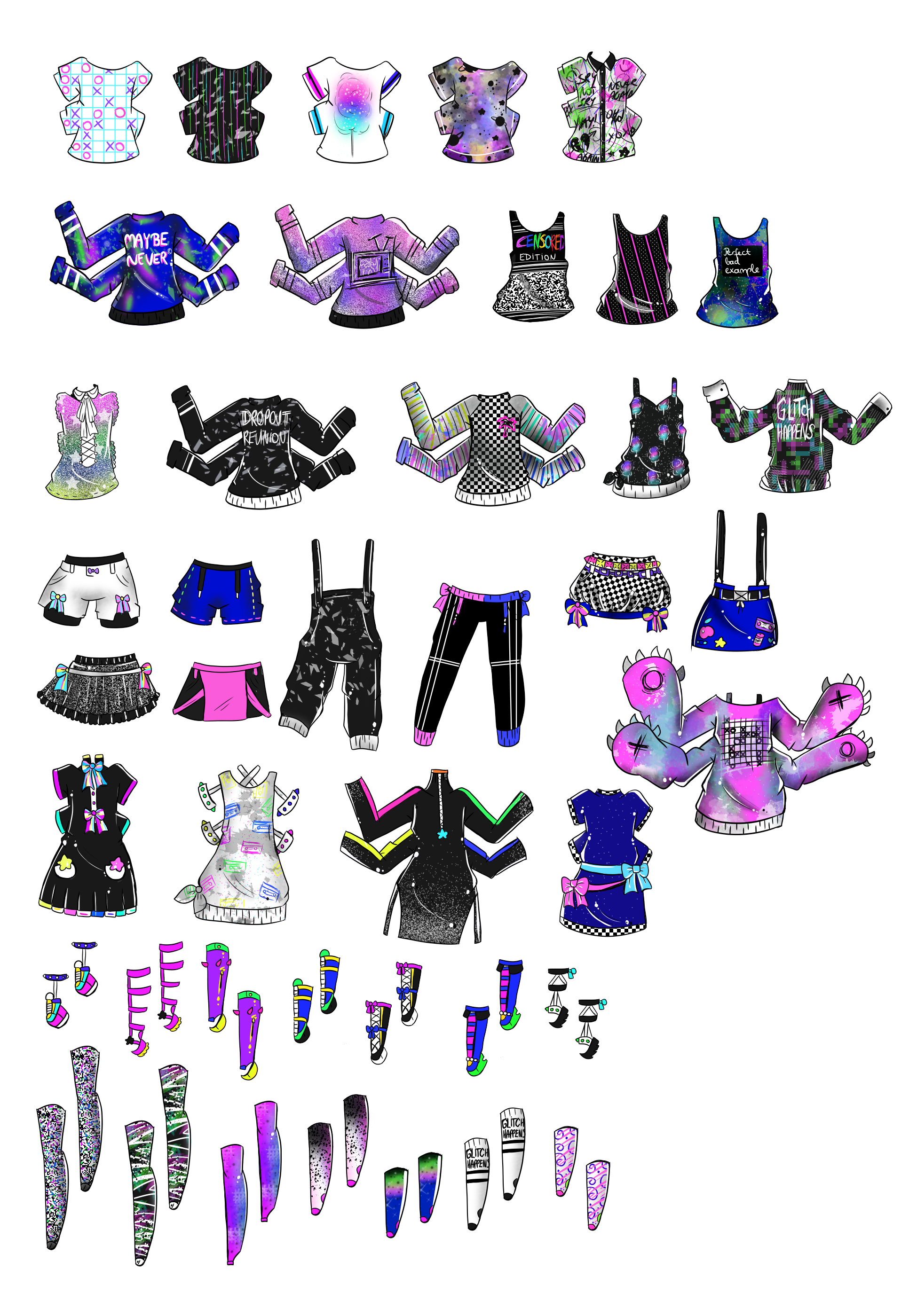 Custom MixandMatch outfits-Neon GlitchCore by Guppie-Vibes on