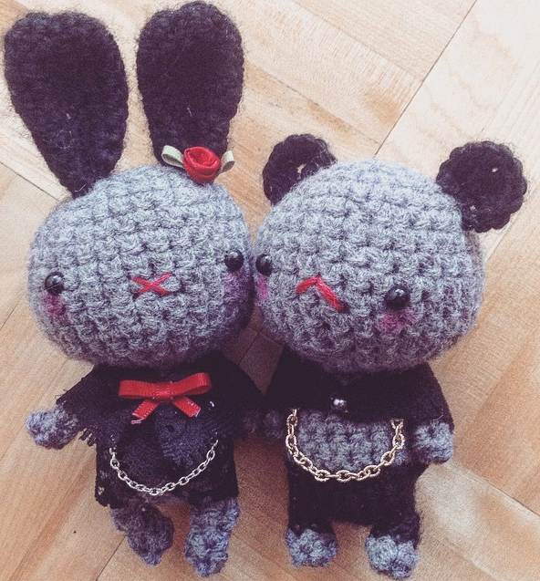 Gothy little plushies by psycho-kitty