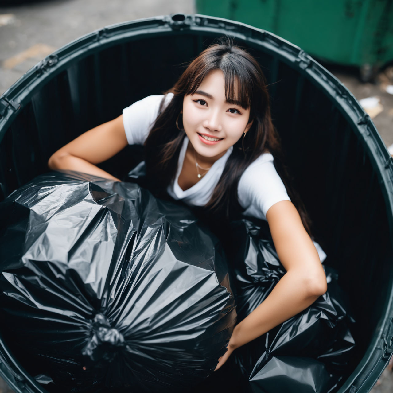Girl in dumpster with trash bag 02 by gtbag on DeviantArt