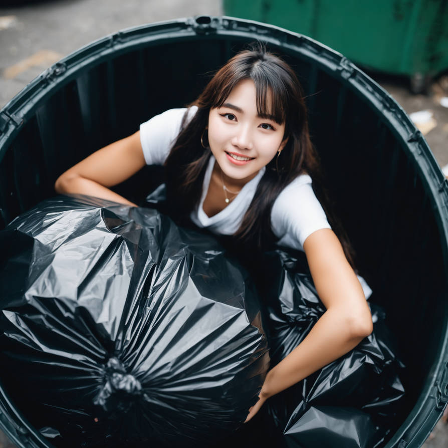 Girl in dumpster with trash bag 02 by gtbag on DeviantArt