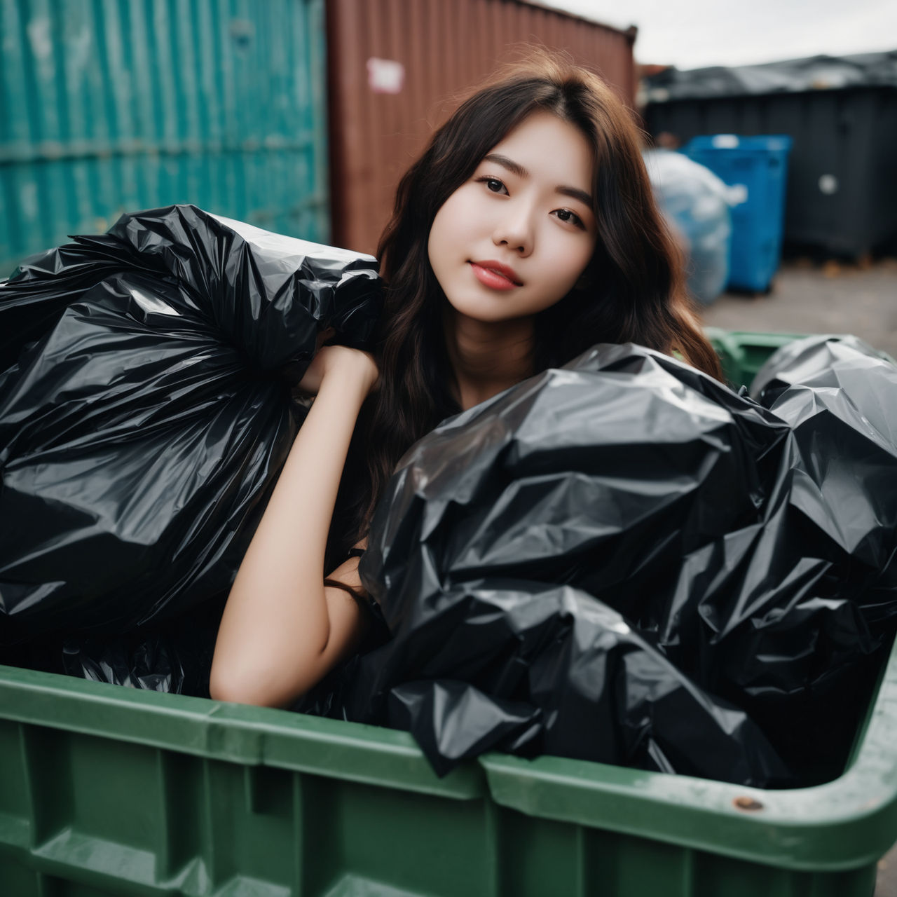 Girl in dumpster with trash bag 03 by gtbag on DeviantArt