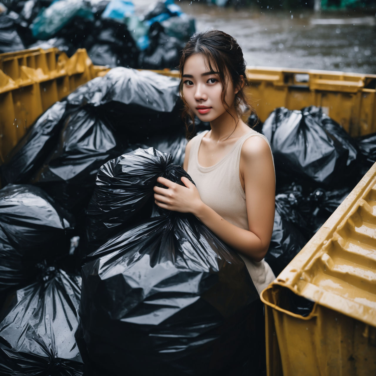 Girl in dumpster with trash bag 06 by gtbag on DeviantArt