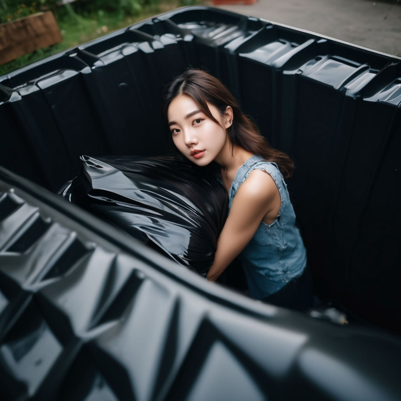 Girl in dumpster with trash bag 16 by gtbag on DeviantArt