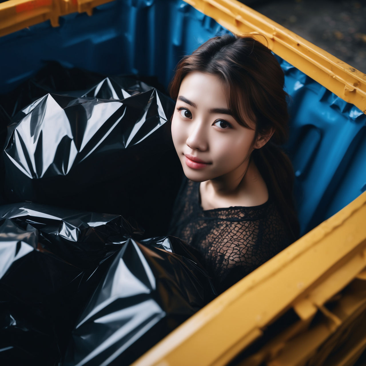 Girl in dumpster with trash bag 17 by gtbag on DeviantArt